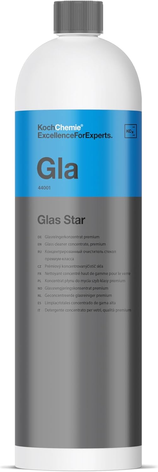 Get crystal-clear windows with Koch Chemie concentrated car glass cleaner. Streak-free, alcohol-based formula cuts through oil and haze instantly. Get crystal-clear windows with Koch Chemie concentrated car glass cleaner. Streak-free, alcohol-based formula cuts through oil and haze instantly.