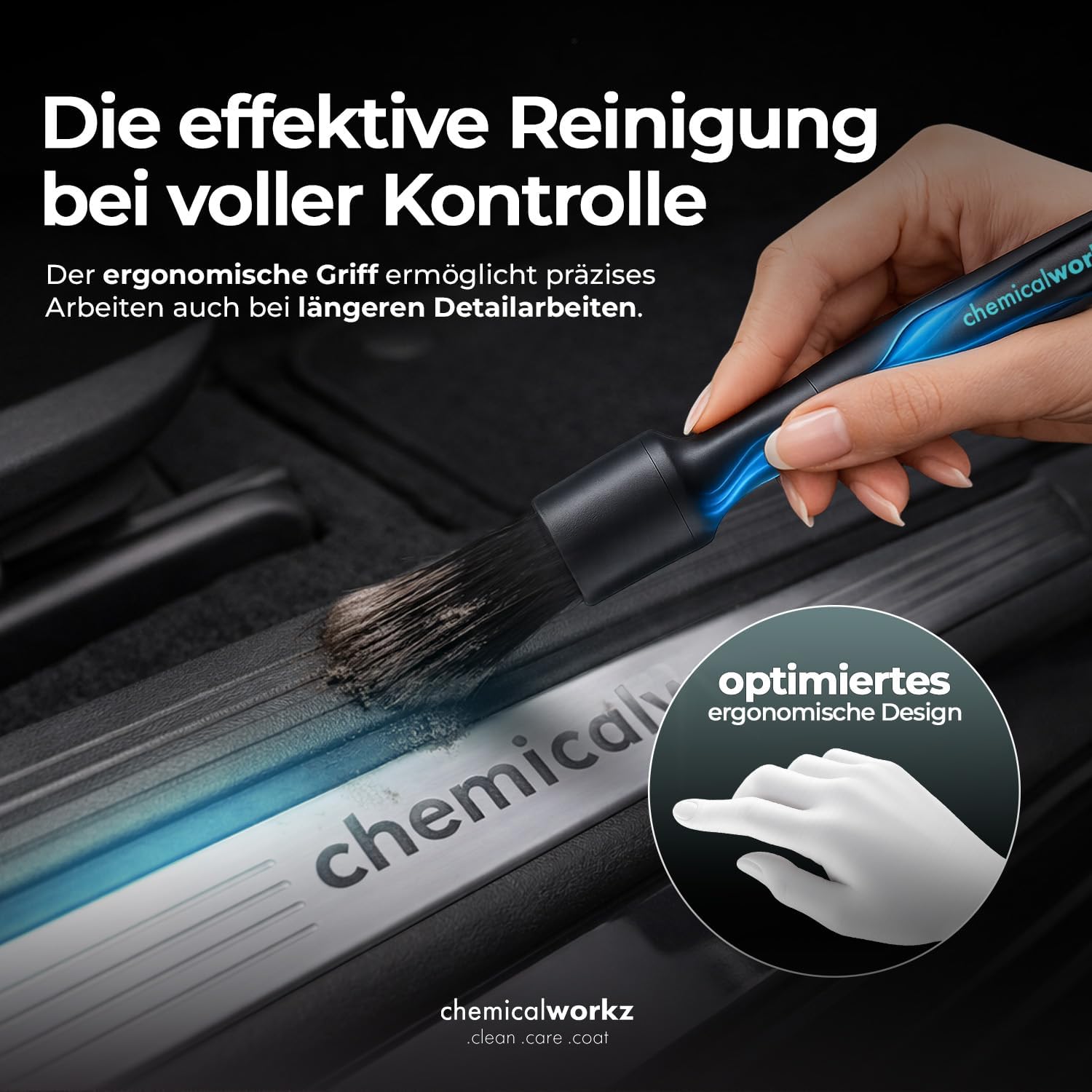 Clean safely with the chemicalworkz car detailing brush set. Professional, ergonomic, scratch-free brushes for sensitive interior and exterior trim. Clean safely with the chemicalworkz car detailing brush set. Professional, ergonomic, scratch-free brushes for sensitive interior and exterior trim.